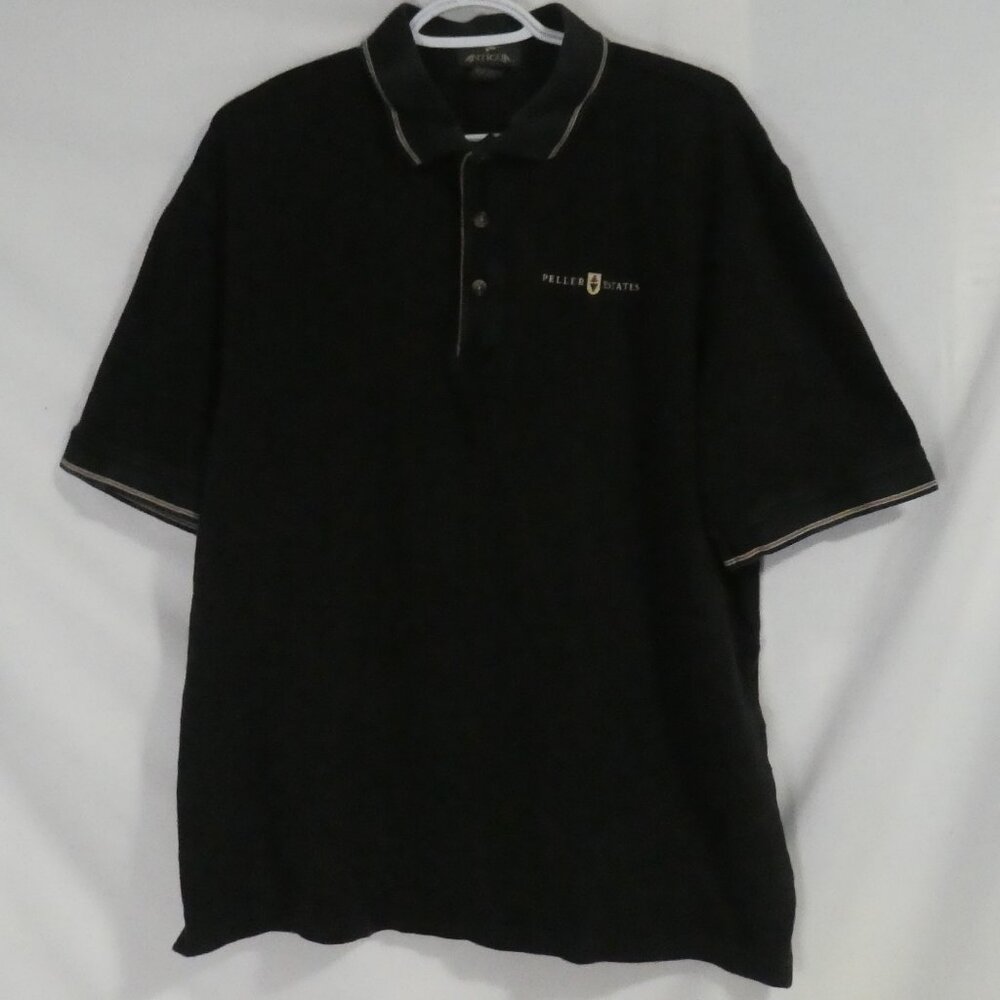 ANTIGUA | large | 100% Cotton | Black and Gold Peller Estates Polo - Golf Shirt